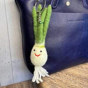 Scallion Onion Bag Charm Fun Felted Wool Purse Charm NEW Green Accessories NEW!